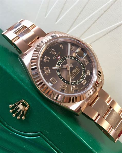 rolex rose gold sky dweller grey face|rolex sky dweller price used.